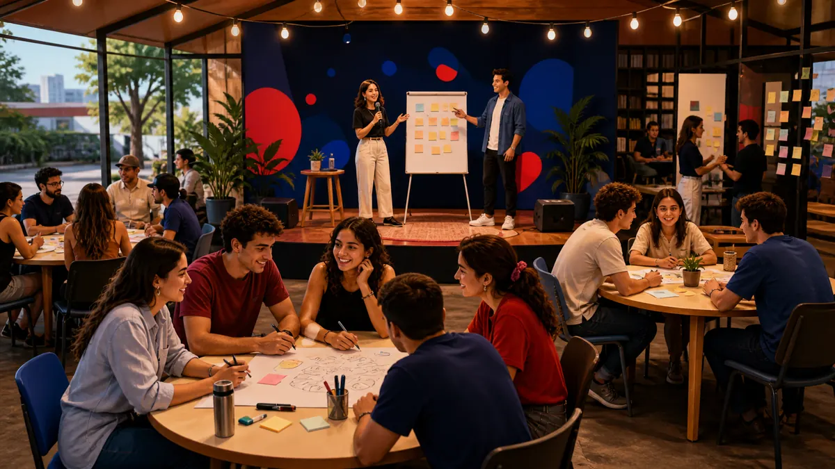 Encuentro regional con escenario y mesas de trabajo