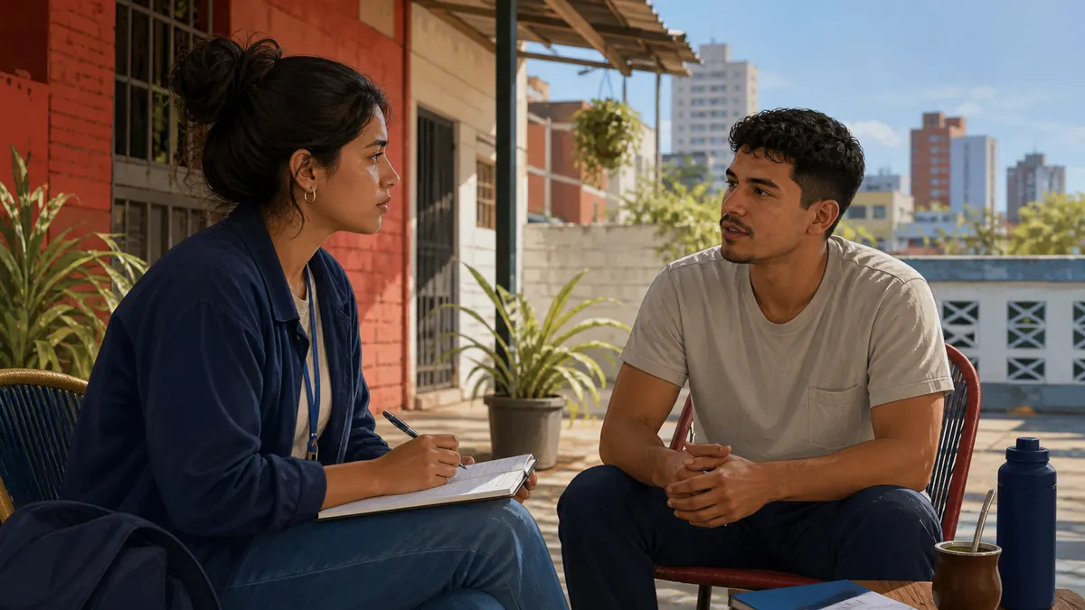 Investigadora realizando una entrevista territorial